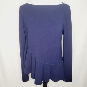 Escada Sport Asymmetrical Peplum Top Navy Blue EU Size 40